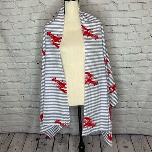 Talbots Red White and Blue Lobster Print Cotton Scarf Shrug Wrap OS NWT